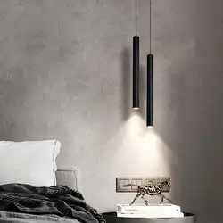 Modern Nordic Led Chandelier Double Head Pendant Light Dining Room Hanging Lamp Pipe Decor Cylinder Pipe Line Black Pendant Lamp