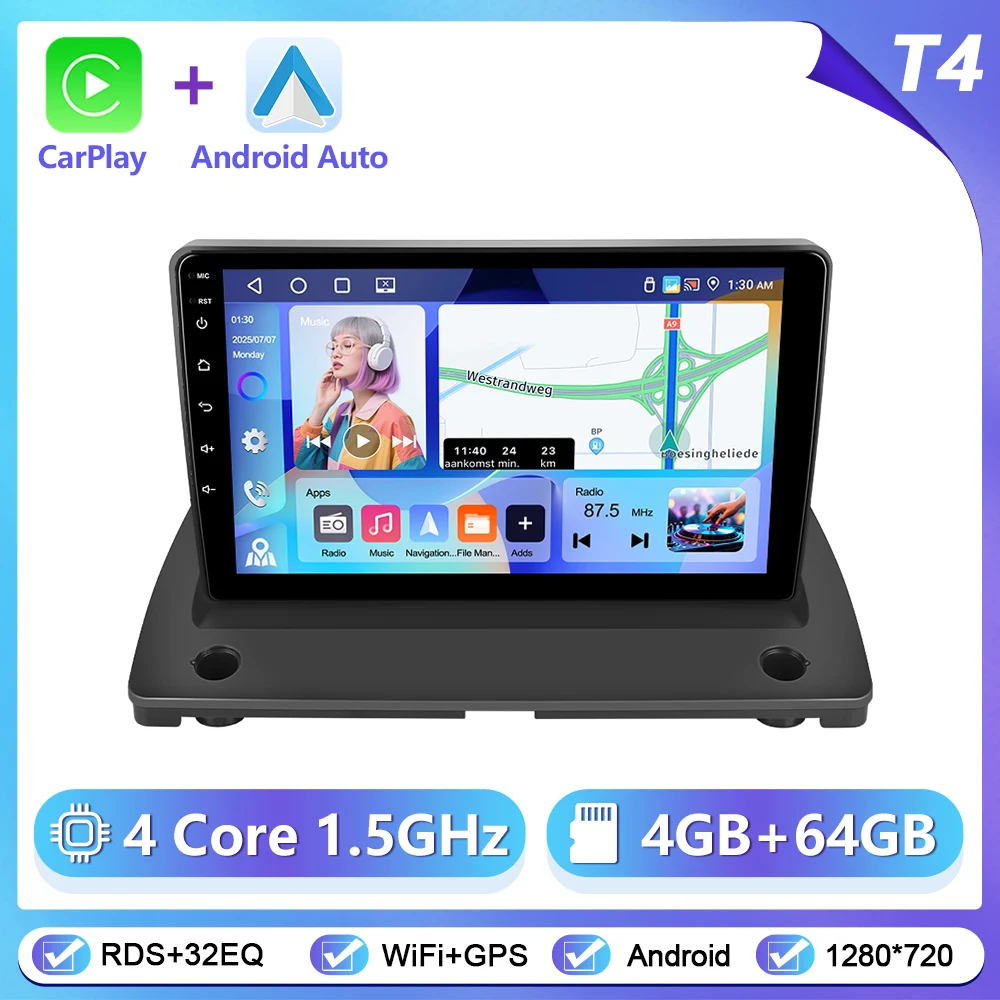 Podofo Draadloze CarPlay Android Auto Autoradio voor VOLVO XC90 2004-2013 GPS Navigatie 2Din Multimedia Autoradio stereo