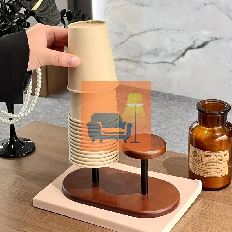 Drewniany pojemnik na kubki papierowe, organizer na blat do kawiarni, dozownik na jednorazowe kubki, artykuły gospodarstwa domowego