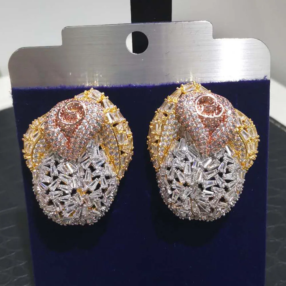 

Missvikki New Luxury Skeleton Earrings For Women Wedding Party Shiny Full CZ Earrings Fashion Jewelry Gorgeous High Quality