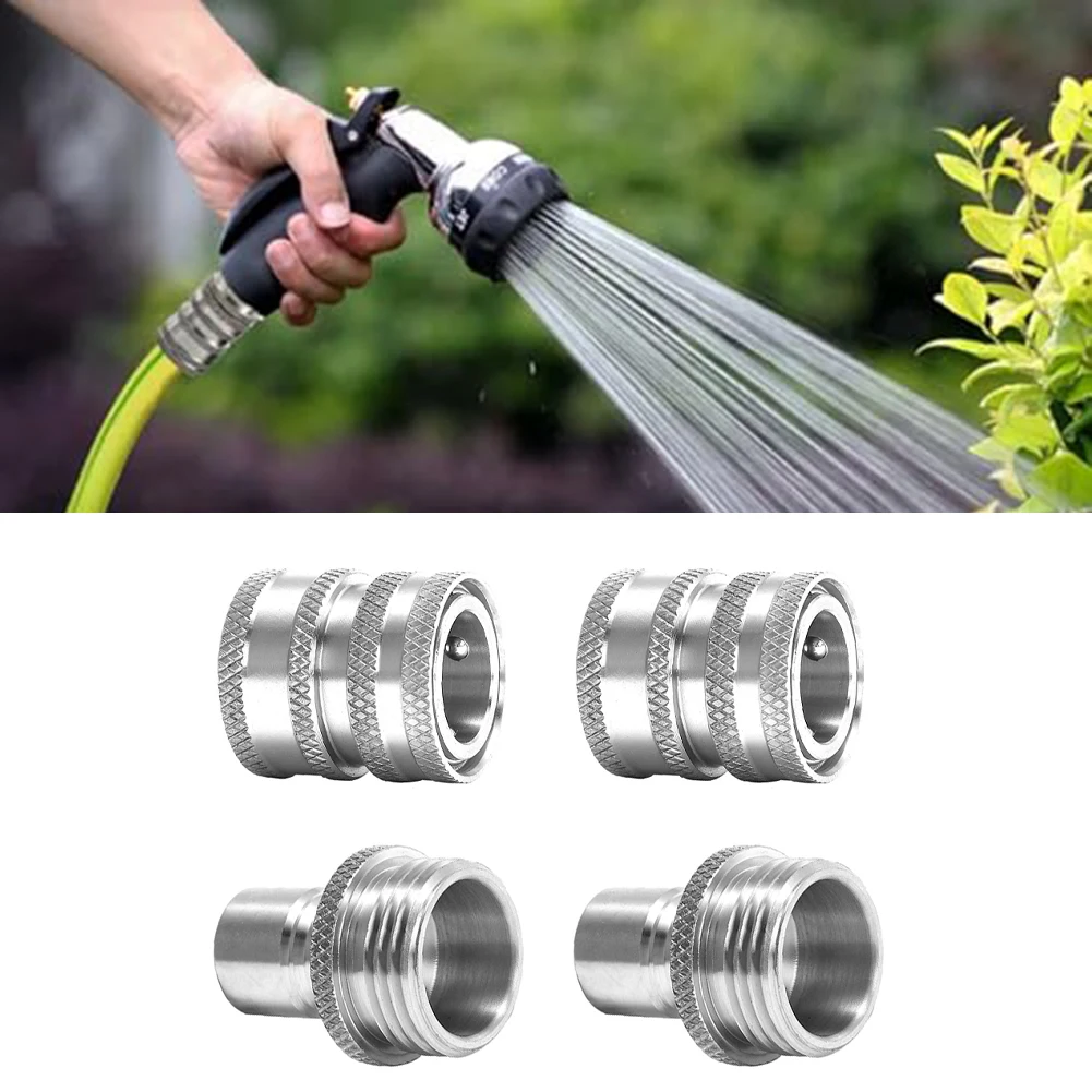 Heavy Duty Stainless Steel Water Hose Connector 3/4 Inch Quick Release Fitting For Outdoor Gardening Cleaning Tools