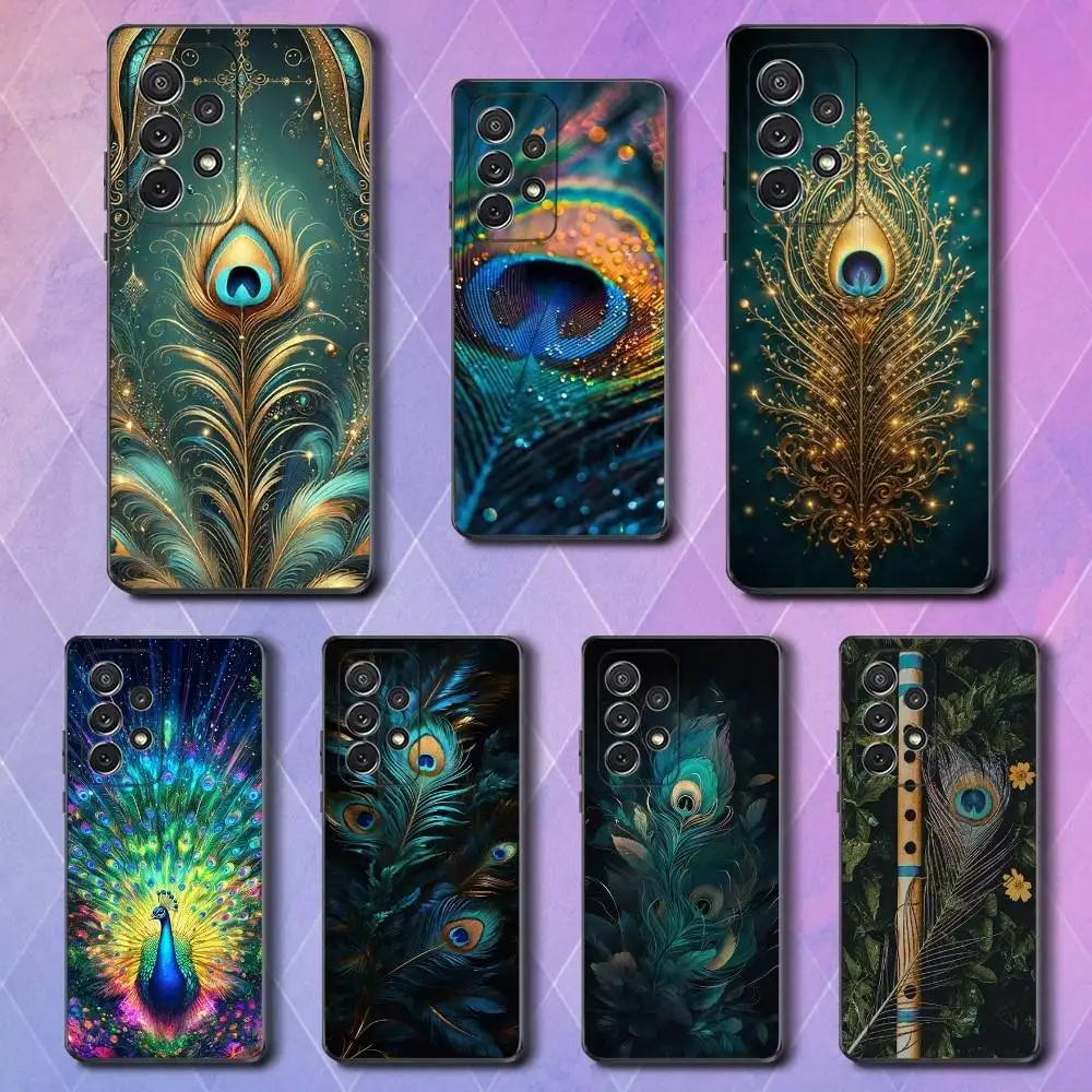 

Beauty Peacock Feathers Phone Case For Samsung S25,S24,S23,S22,S21,S20,S10,Ultra,Plus,Lite,FE,Soft Silicone Black Cover
