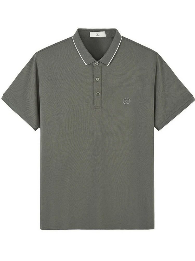 

Summer New American Pure Cotton Pique Breathable Embroidered Loose ort Sve Busin Casual irt for Men