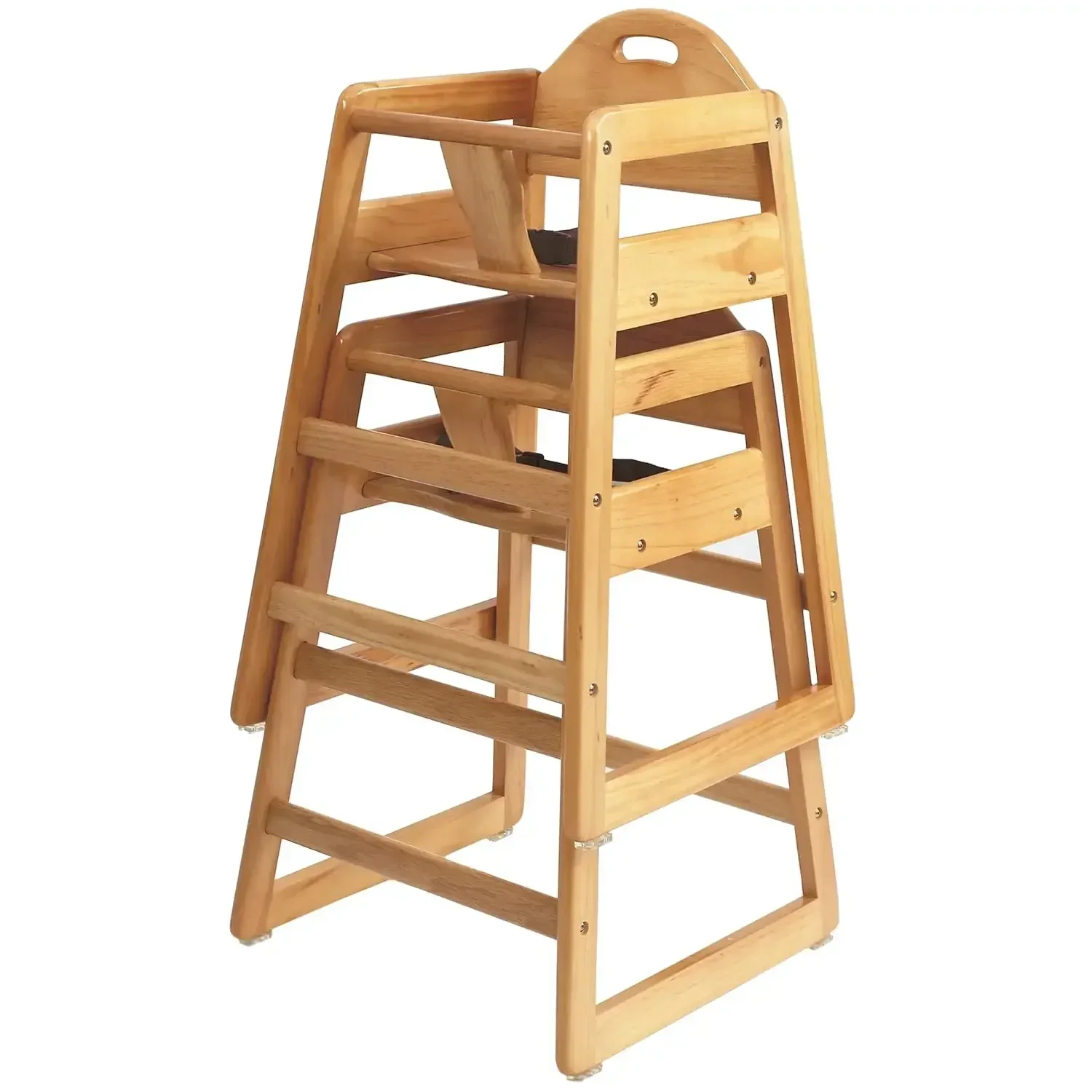 Commercial Grade Stack-Able Solid Wood High Chair for Restaurant & Home Use - Natural