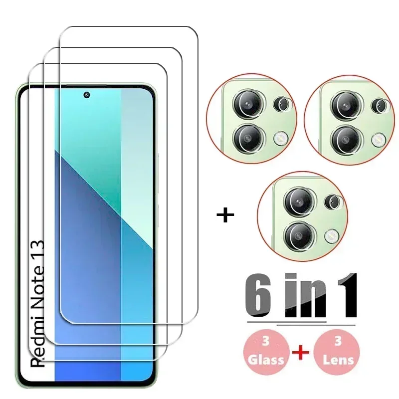 6in1 For Xiaomi Redmi Note 13 4G Tempered Glass Screen Glass Redmi Note 13 Pro Screen Protector HD Phone Lens Film Redmi Note 13