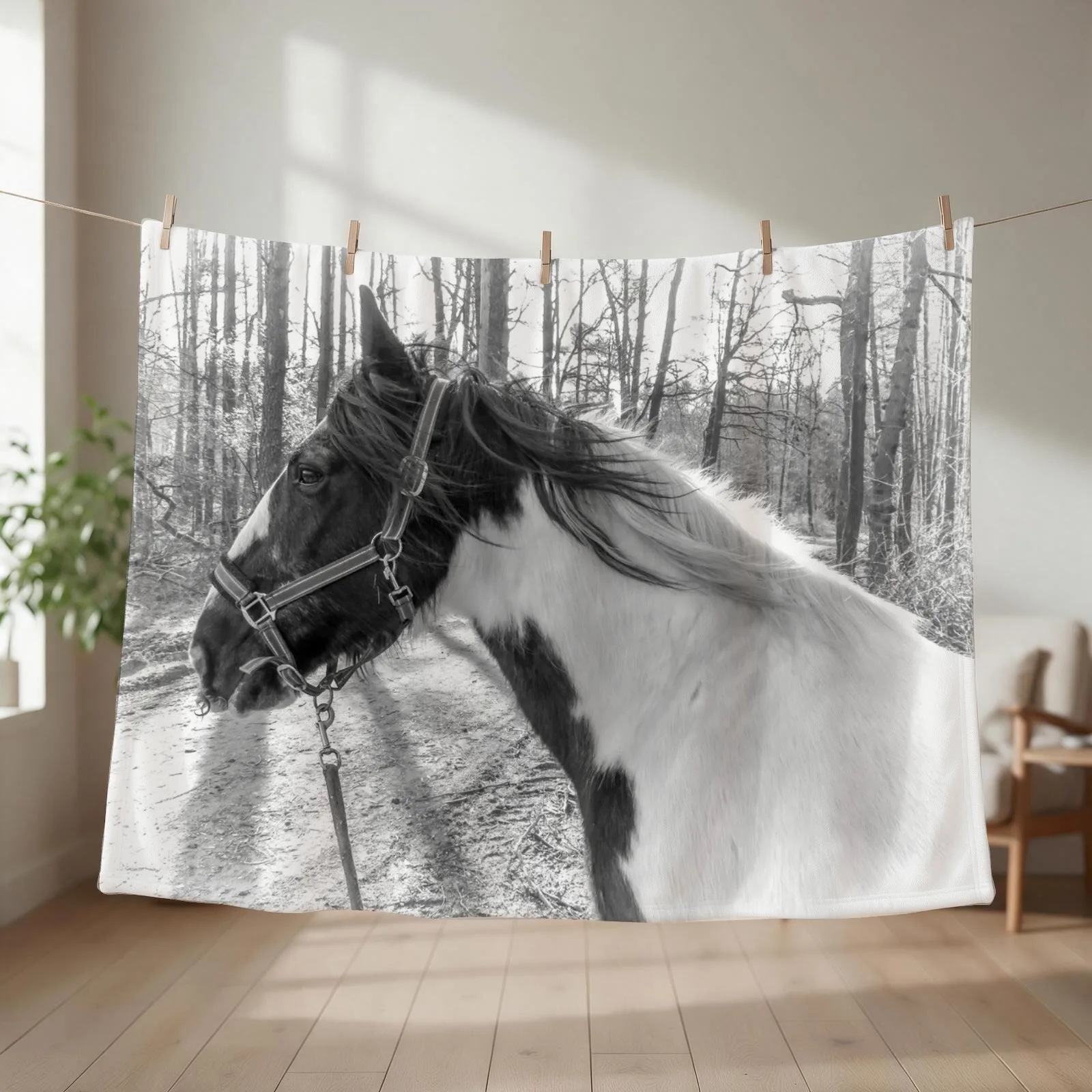 Wind in My Mane Silver Throw Blanket couch cozy soft plush fuzzy picnic outdoor blanket