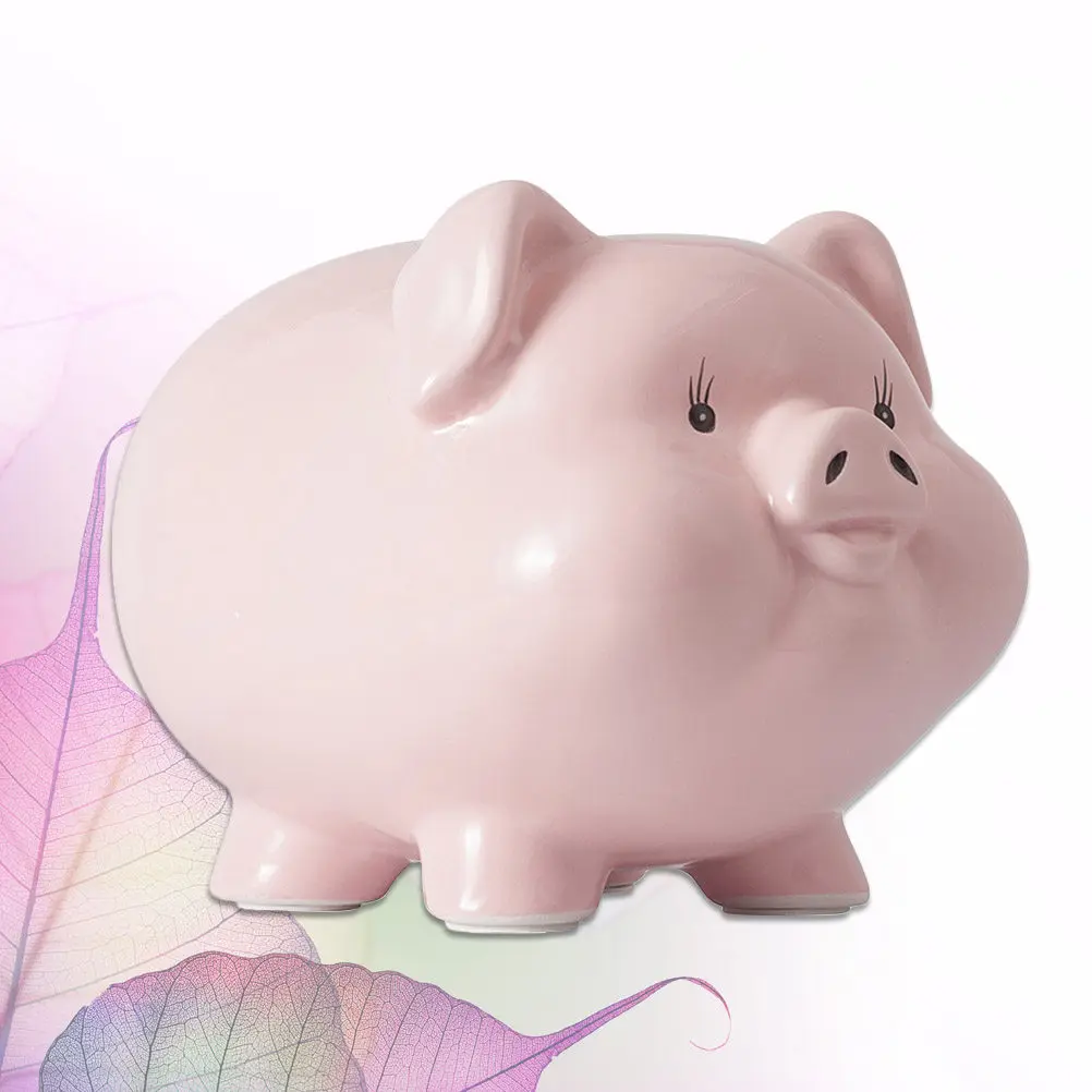 1Pcs Handcrafted Ceramic Piggy Bank Decorative Pig-Shaped Money Container Creative Savings Tool for Nursery Room Decor