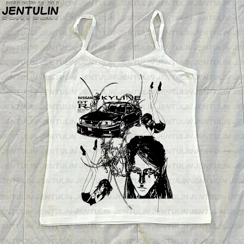 

Y2k Aesthetic Gothic Graphics Print T Shirt Vintage Punk Camisole Top Grunge Crop Top Emo Girls Women's Corset Tank Top Baby Tee