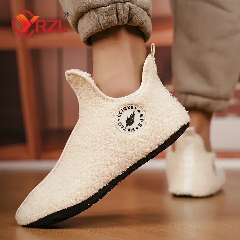 YRZL 2024 Frauen Slipper Männer Schuhe Schnee Frau Wohnungen Frauen Schuh Warm Halten Damen Weiche Plüsch Baumwolle Loafer Mujer Winter Schuhe frauen