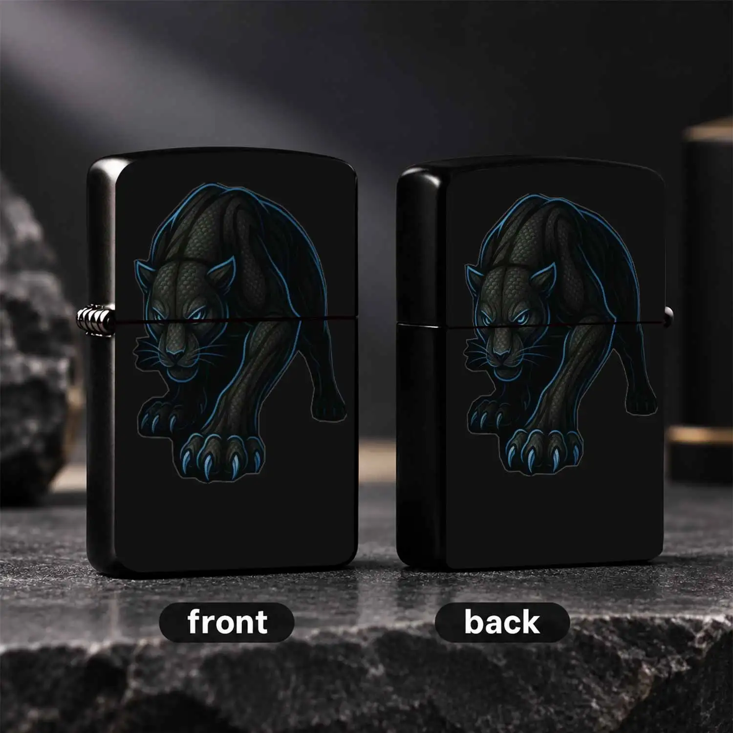 Stylish Stealth Panther Themed Portable Lighter, Versatile for Daily Commutes, Outdoor Gatherings and All Scenarios, Exquisite Blue Line Panther Art Print, Trendy Practical Carry Item, Perfect Gift fo A Humorous And Interesting Lighter
