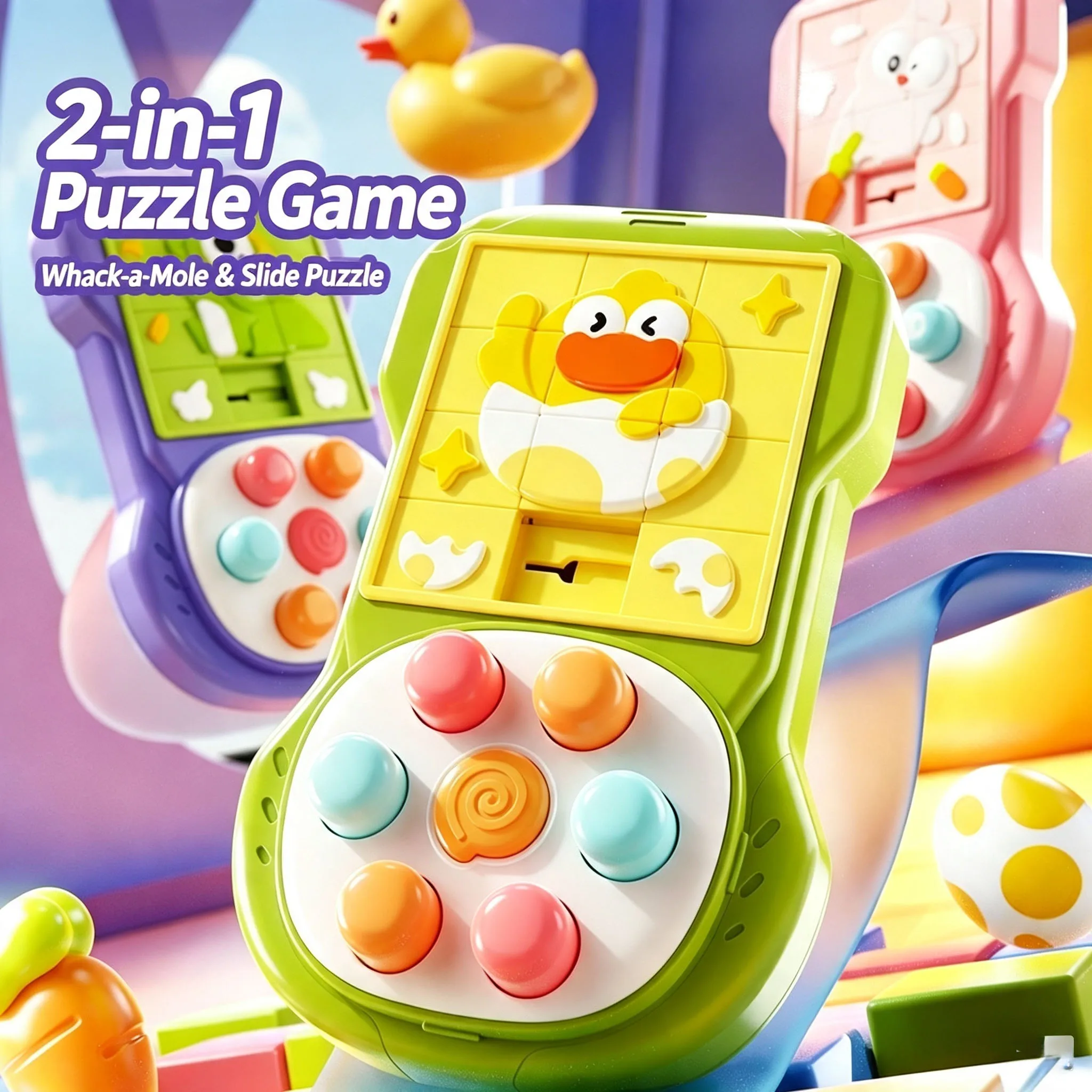 Klotski Whack A Mole Puzzle Game For Kids Logic Training Handheld Brain Teaser Concentration Press Toy