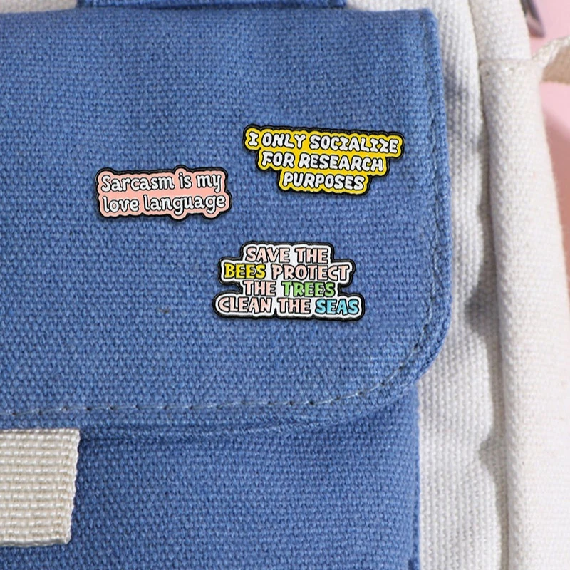 New Style Inspirational English Letter Phrase Brooch Alloy Oil Dropping Badge Pin For DIY Bag Clothes