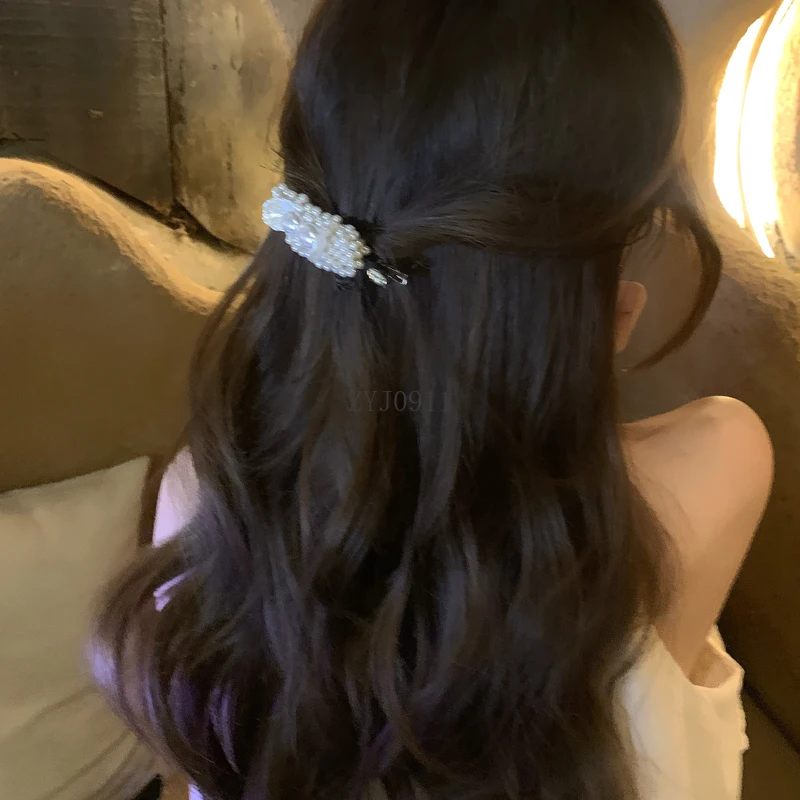 Épingle à cheveux Vintage en perles, industrie lourde, sens Premium, tempérament de célébrité, frange, Clip de bord