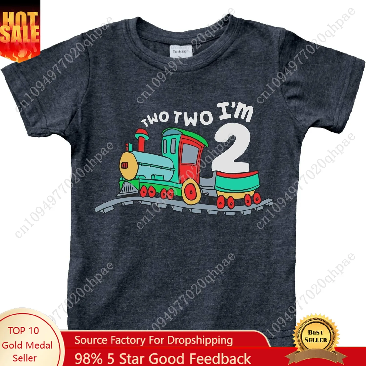 Необычная рубашка на 2-й день рождения для мальчика Chugga Chugga, футболка с двумя шлейфами для двух лет, вторая футболка на день рождения