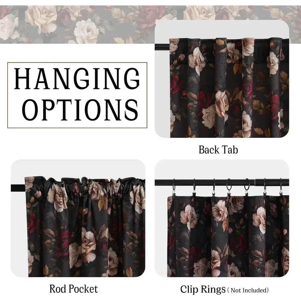 96 Floral Vintage Thermal Insulated Curtains, 50x96, 2-Panel Set for Home Privacy & Style