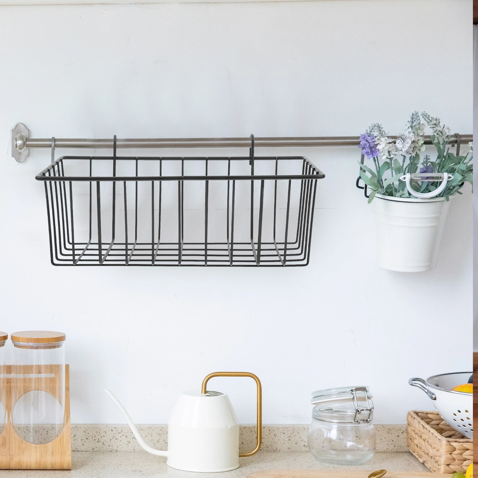 

Wall Storage Rack Hanging Wire Baskets Cabinet Organizer Door Iron Kitchen Seasoning Metal Shopping Hand Towel