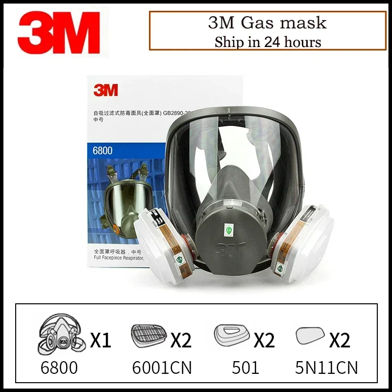 

3M 6800+6001 Half Face Mask Respirator Renovated Laboratory Formaldehyde Gas Masks NIOSH&LA Satandards Protective Mask R82027