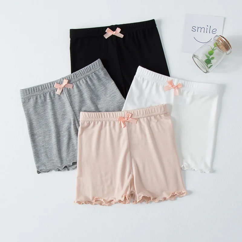 

Детские защитные шорты из модала для девочек, летние повседневные штаны из тонкого ледяного шелка с защитой от натирания и экспозиции длиной 3/4 для малышей