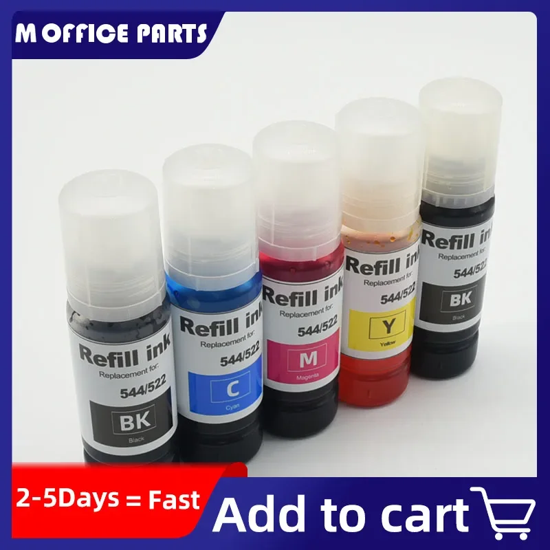 70ml T544 522 Ink for Epson L3110 L3150 for EcoTank Printer ET-2750 ET-3750 2720 L3100 L3250 L4160 101 102 103 104 522 001 003