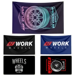 FLAGDOM 90x150cm 3X5ft Work Wheels Flag Polyester Printed Car Parts Banner For Decor