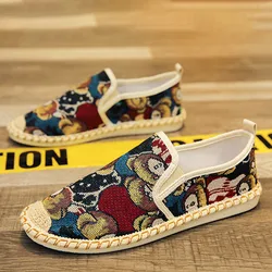 Fashion Printed Summer Low Canvas Loafers Men Flats Casual Shoes Breathable Outdoor Fishman Shoes Man Espadrilles Moccasins 2023