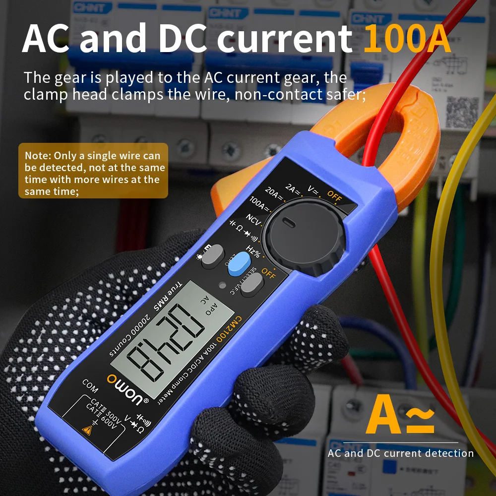 OWON CM2100 AC/DC Current Clamp Meter Digital Multimeter High-Precision 20000 Count Tester True RMS VFC Diode Portable Ammeter