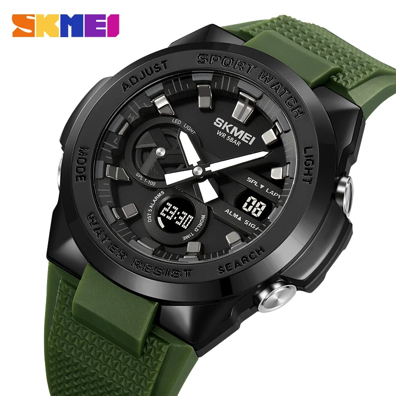 SKMEI 5 Alarm Digital Countdown Sport Men Watches LED Light World Time 5Bar Waterproof Stopwatch Wristwatch reloj hombre