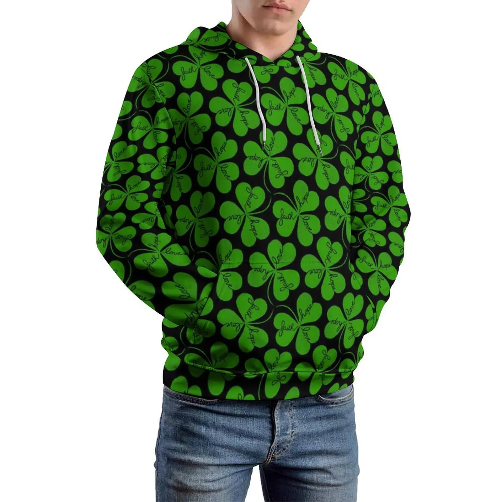 St Patricks Day Casual Hoodies Green Shamrock Street Wear Hoodie Couple Long Sleeve Y2k Graphic Clothing 4XL 5XL 6XL