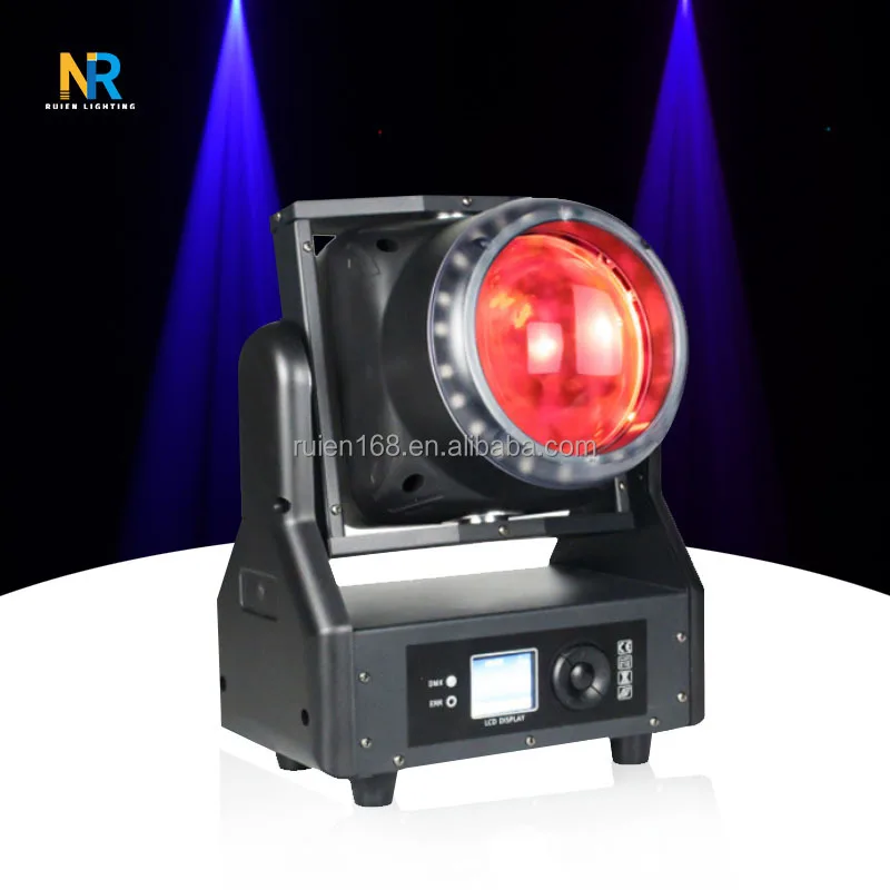 Professional Fast Pan Tilt Rotation Mini Moving Head Beam Light RGB Circular Halo Ring Adjustable Speed Stage Light For Roadshow