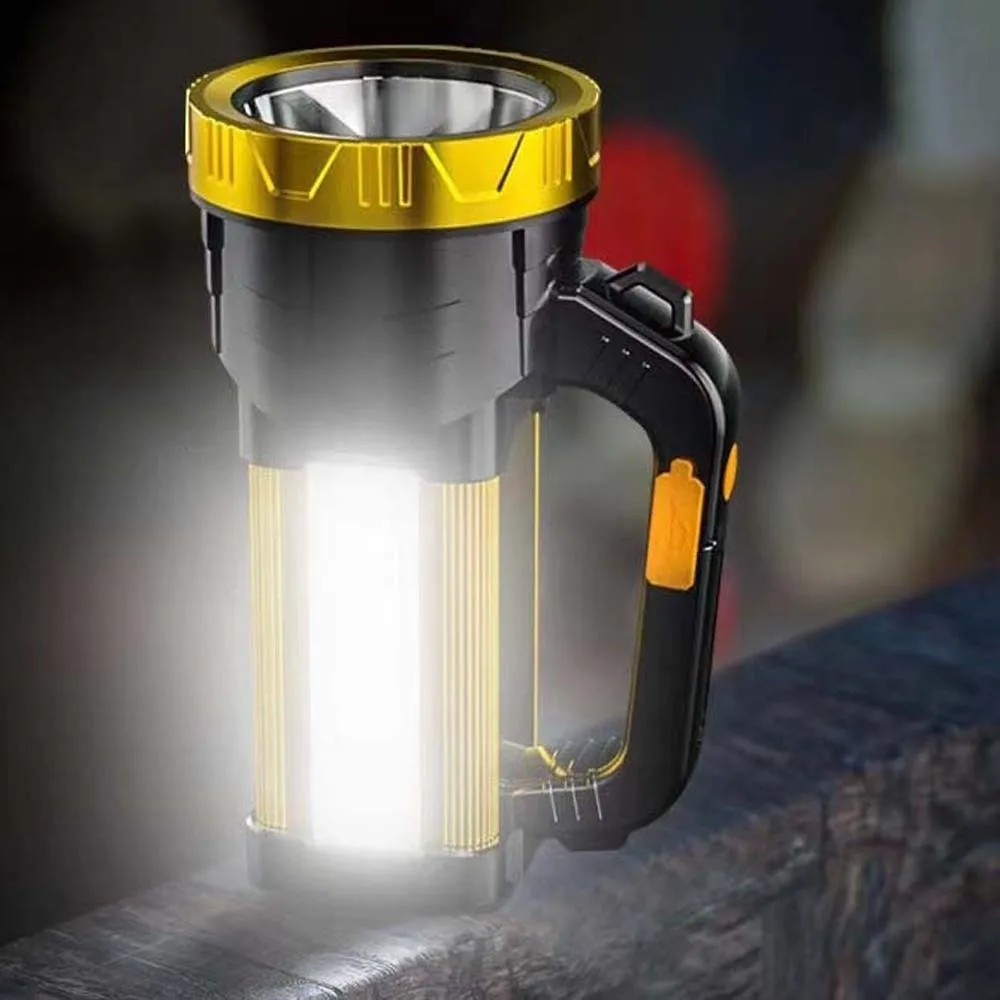 Anti-splash Water Camping Searchlight with Side Lights Dimmable Handheld Spotlight 2400mAh Battery 1200mAh Battery