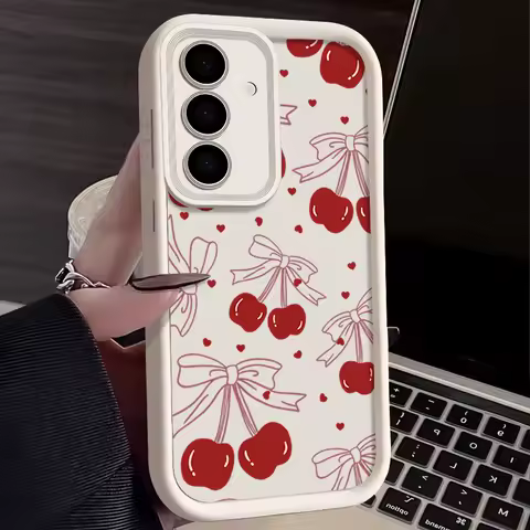 Cherry Fruit Case For Samsung Galaxy S25 Edge S24 Ultra S23 S22 Plus S21 S20 FE A15 A16 A25 A26 A34 A35 A36 A54 A55 A56 5G Capa