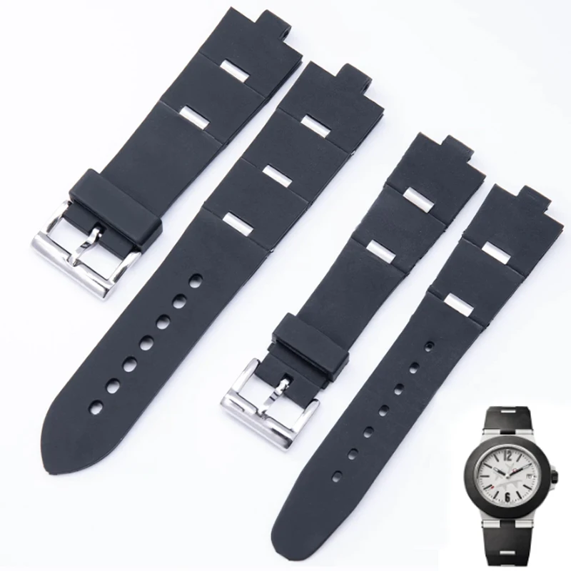 Correa de Reloj de Caucho para Bulgari con Interfaz Convexa, Accesorio de Reloj Suave y Cómodo para Hombre y Mujer, 22x8mm 24x8mm
