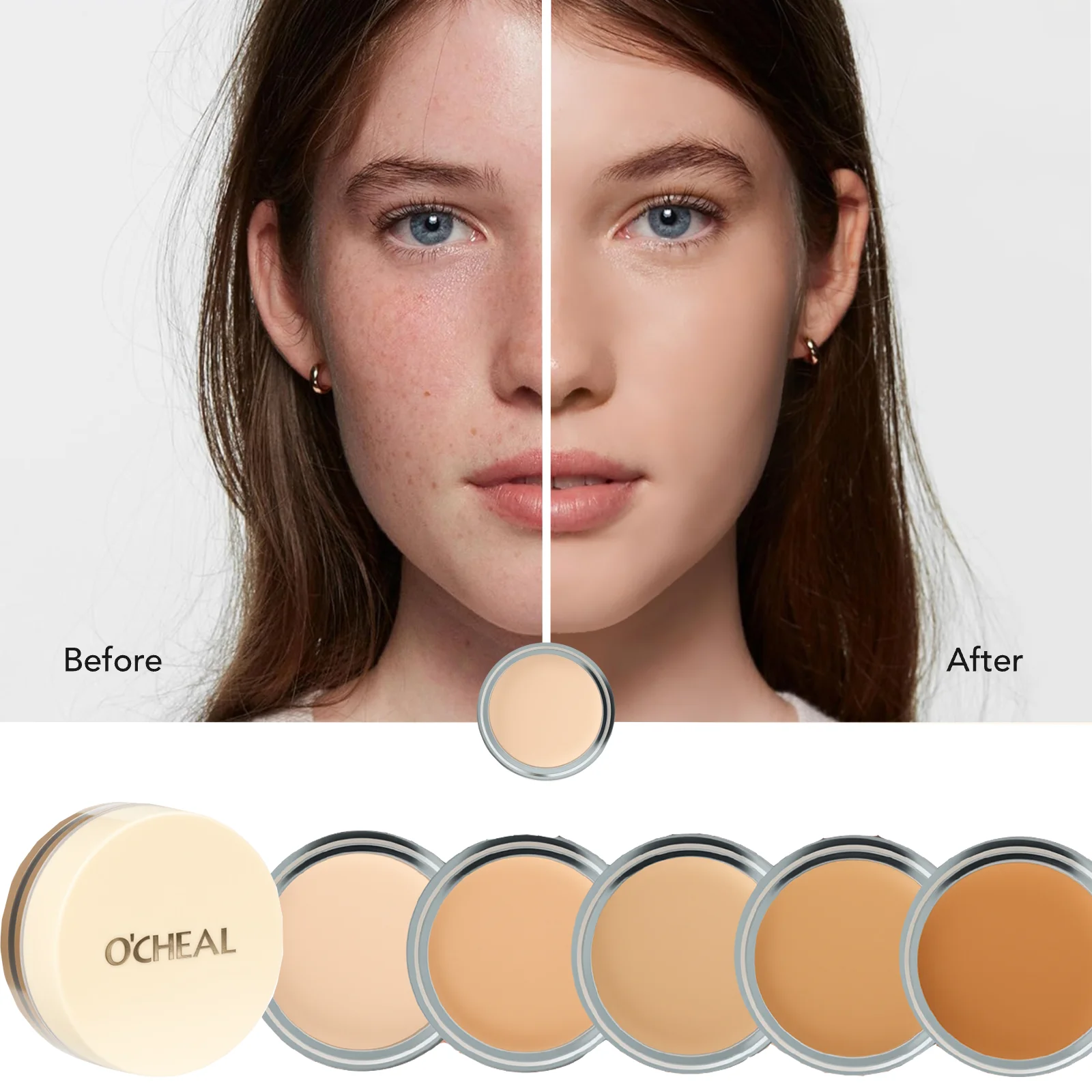 1PC high coverage, waterproof, oil control, long-lasting concealer, suitable for all skin types, showing perfect skin makeup