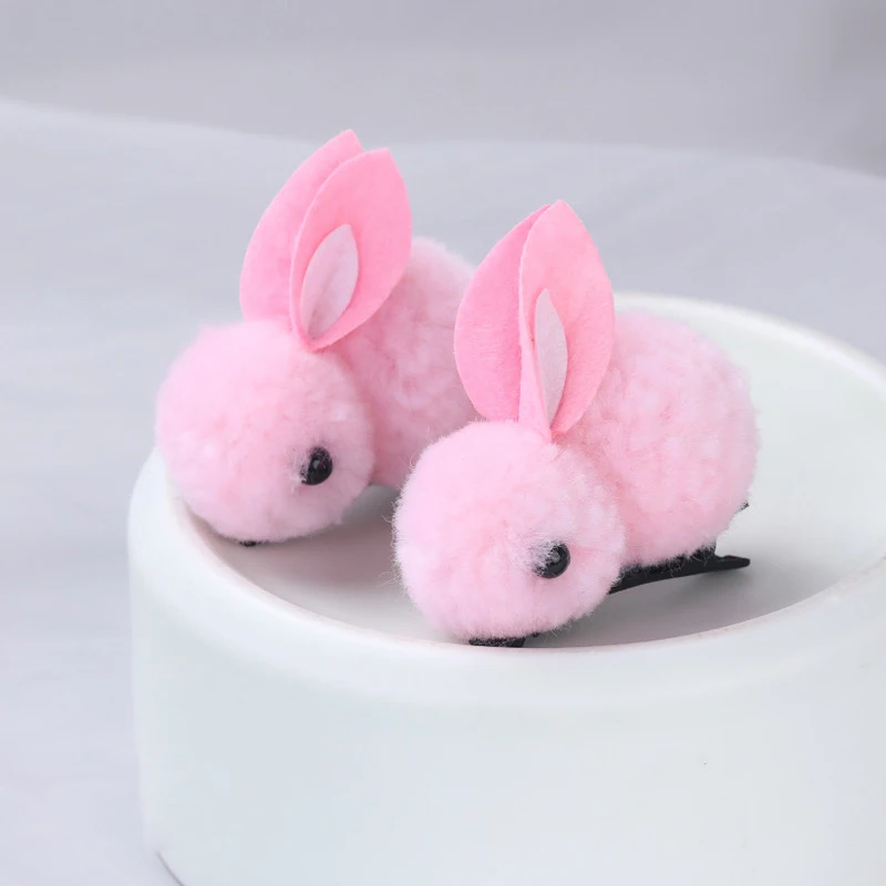 Cute Plush Hair Ball Rabbit Hair Clip Children\'s Girl Hairpins Korea Fashion Hair Accessories Kids Headwear Barrette Ornaments