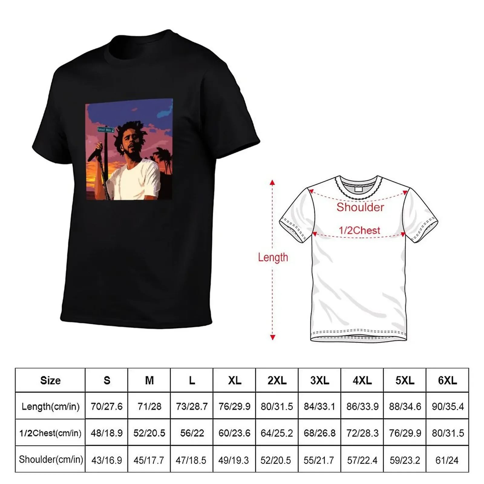 J Cole Forest Hills Drive Artwork T-Shirt summer tops vintage fruit of the loom mens t shirts