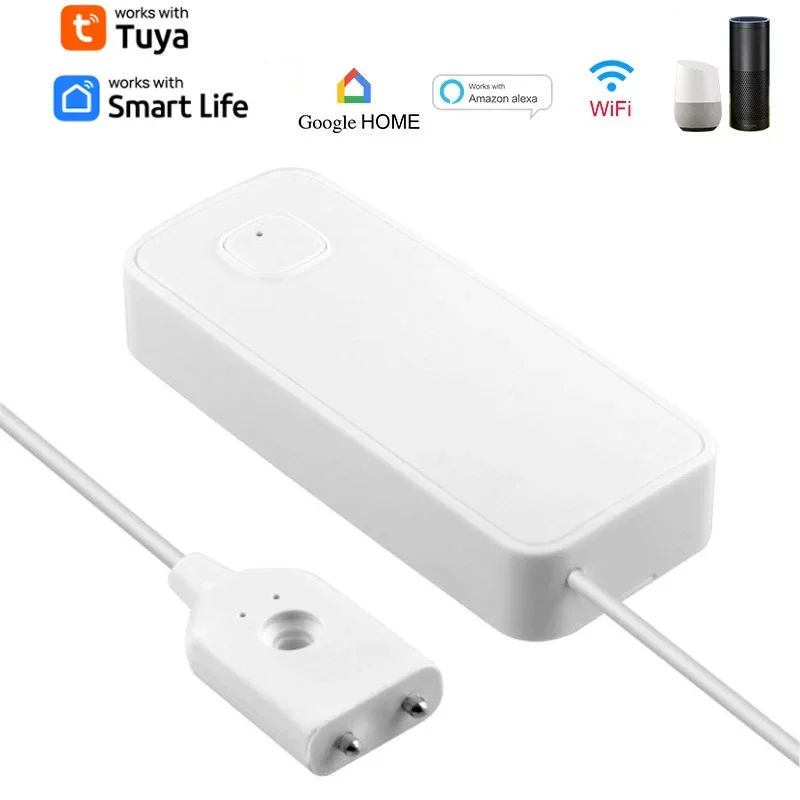 Tuya WiFi sensor de fuga de agua SmartLife control de agua detector de nivel de desbordamiento de agua 80dB alarma de sonido inteligente hogar