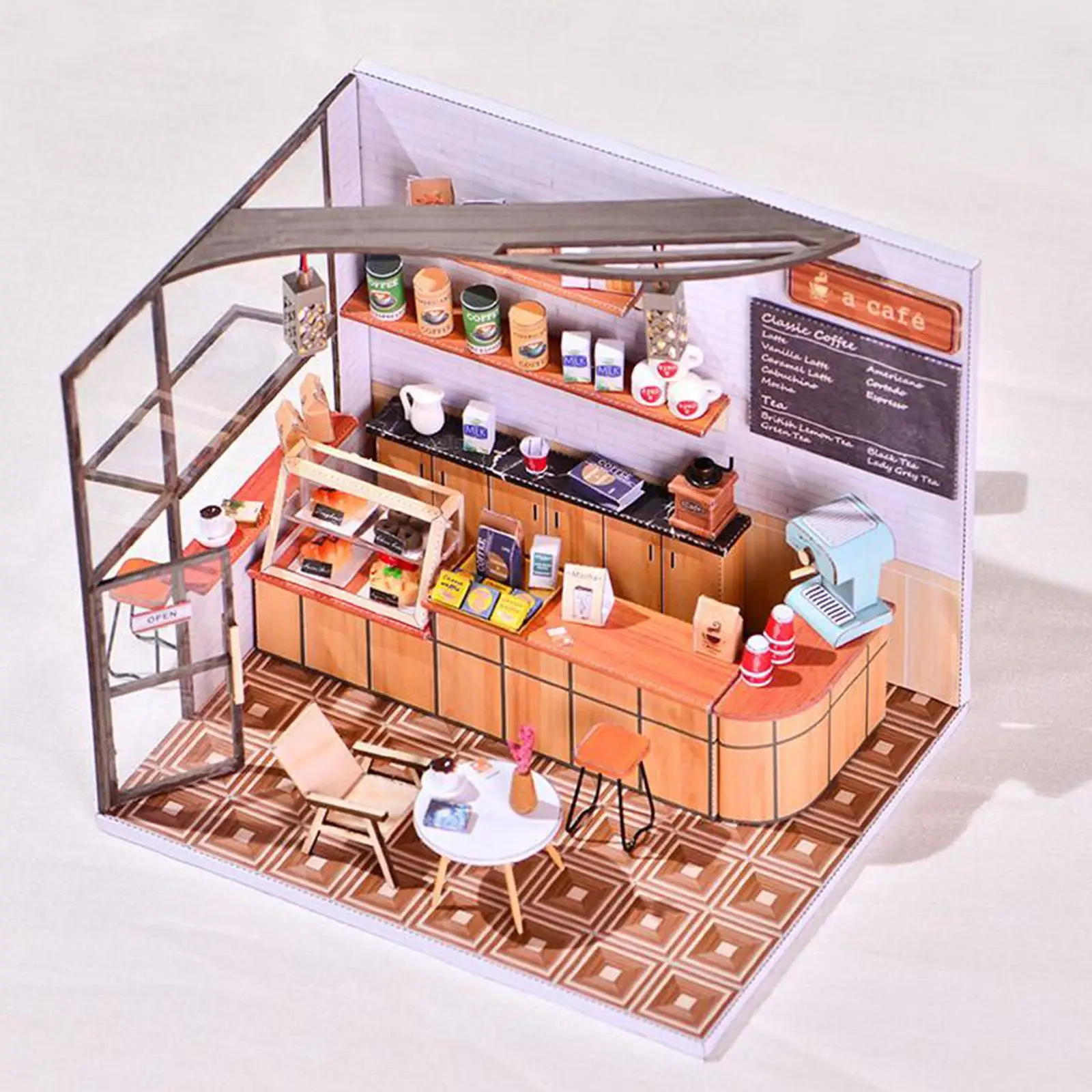 Drewniany miniaturowy zestaw do domku dla lalek DIY z meblami i akcesoriami, drewniany dorosły w skali 1:24
