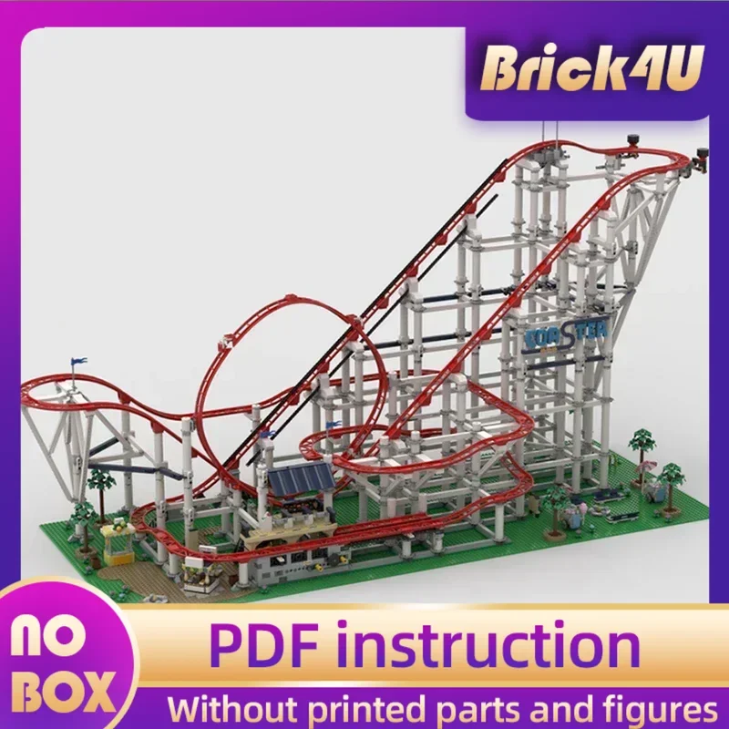 Moc Building Blocks Streetscape Model Large Roller Coaster X3 Technical Bricks DIY Assembly Famous Toys For Childr Holiday Gifts