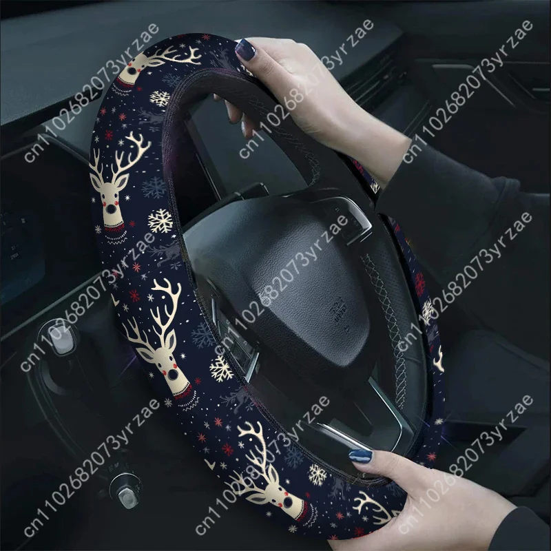 

Christmas Reindeer Snowflake Car Steering Wheels Cover Universal Environmental Friendly Comfortablenon-slip Steering Wheel Wrap