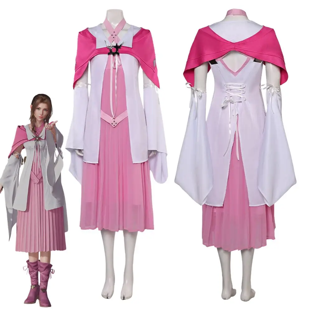 

Final Fantasy VII Aerith Gainsborough Cosplay Costume Disguise for Adult Women Girls Dress Outfits Halloween Carnival Suit