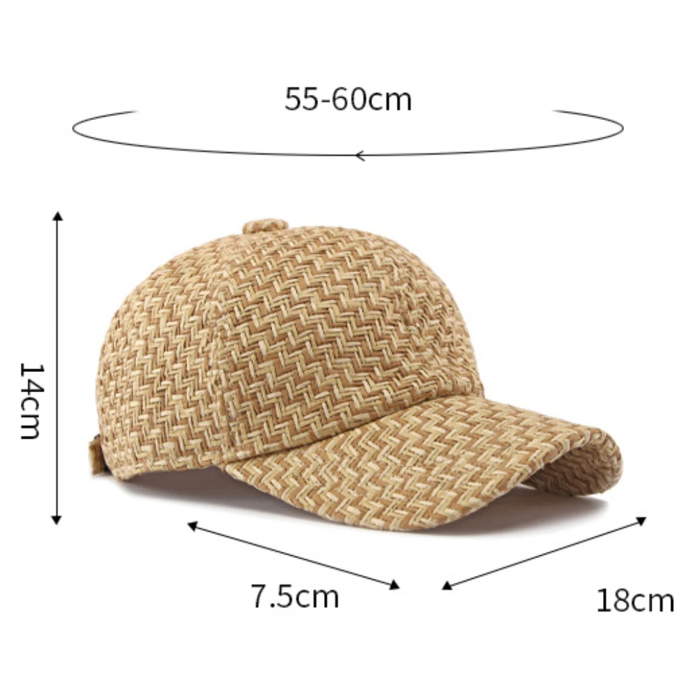 HT5124 Frühling Sommer Sonnenhut Kappe für Männer Frauen Atmungsaktive Stroh-Baseballkappe Unisex Verstellbare Modische 6-Panel Snapback-Kappe – Detail 1
