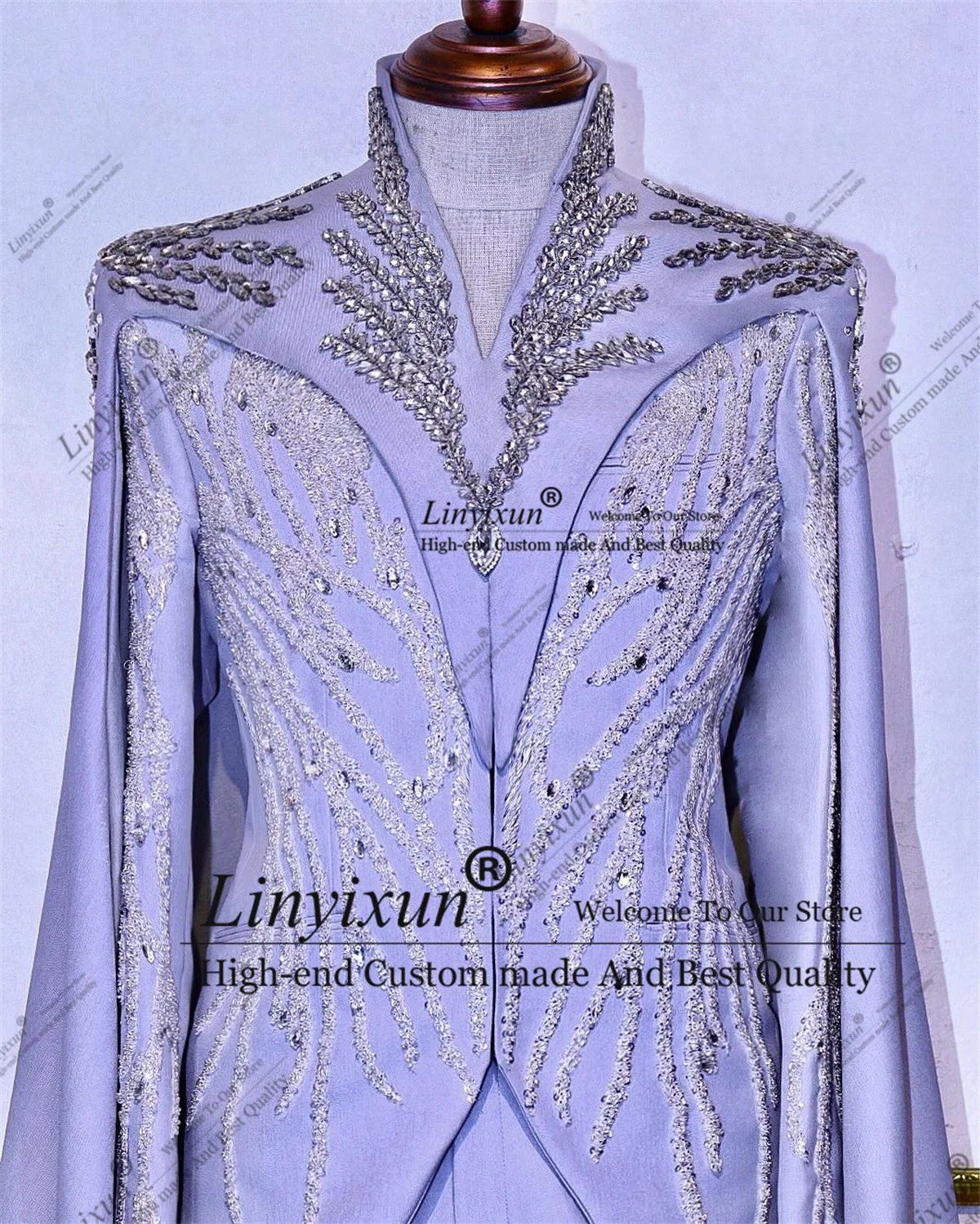 Glitter Design style Beaded Wedding Groom Tuxedos Customized Wear a Shawl Men Suit  Male Party Blazer traje de hombre elegante