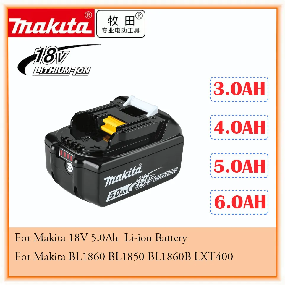 

Makita оригинальный 18V 5.0AH 6.0AH перезаряжаемый Электроинструмент аккумулятор светодиодный Литий-ионная Замена LXT BL1860B BL1860 BL1850