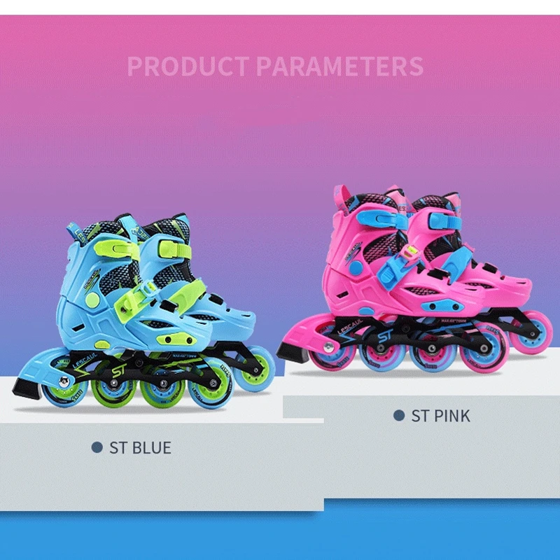 Inline Skates Roller Skates Kids Youth Rock Skates Leisure Training 4 Wheels Blue Pink Outdoor Sports Size 28-39