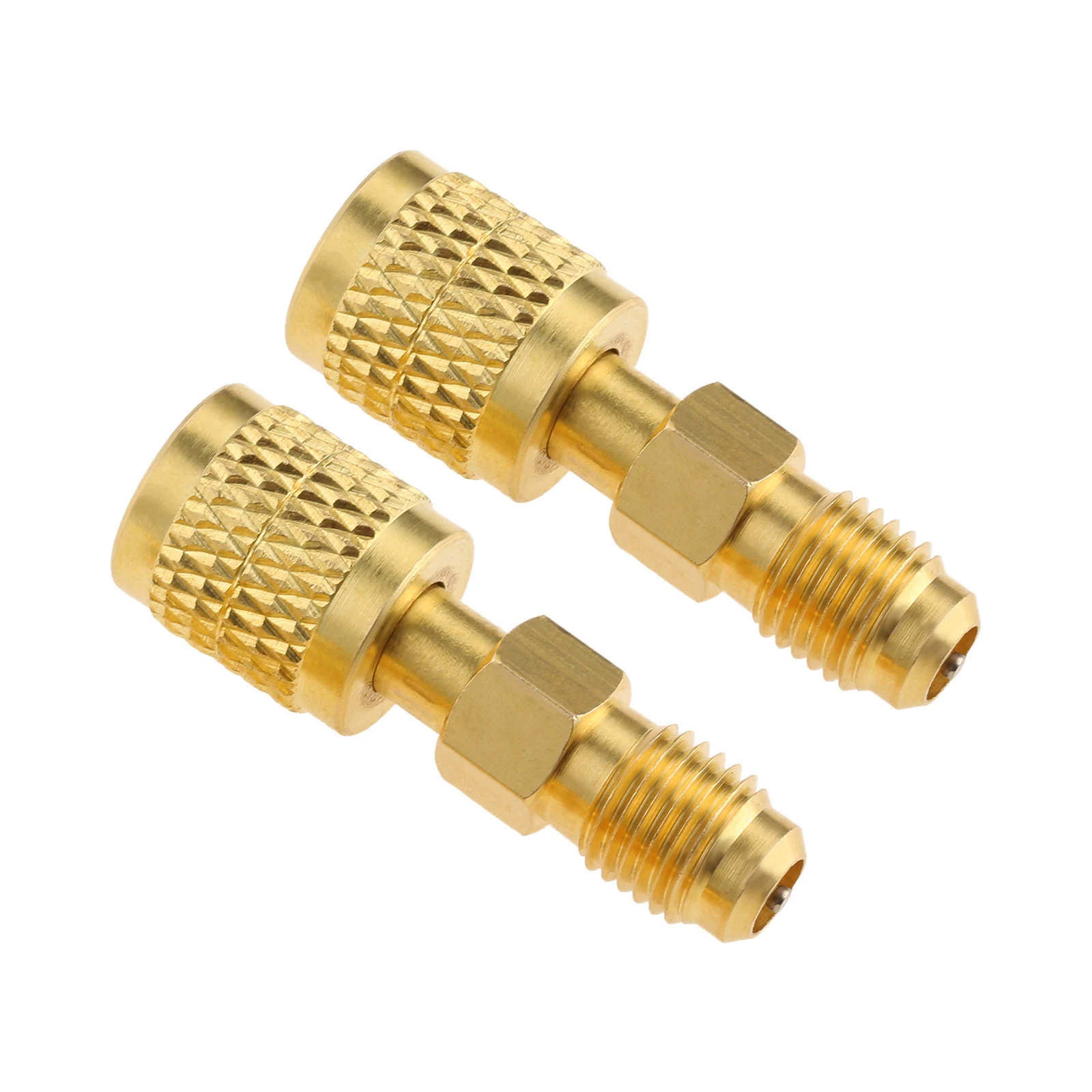 2Pcs 180 Degree Refrigerant Brass Adapter Dual Thread Ends for Mini-split Systems with R32 and R454B Refrigerant Tanks