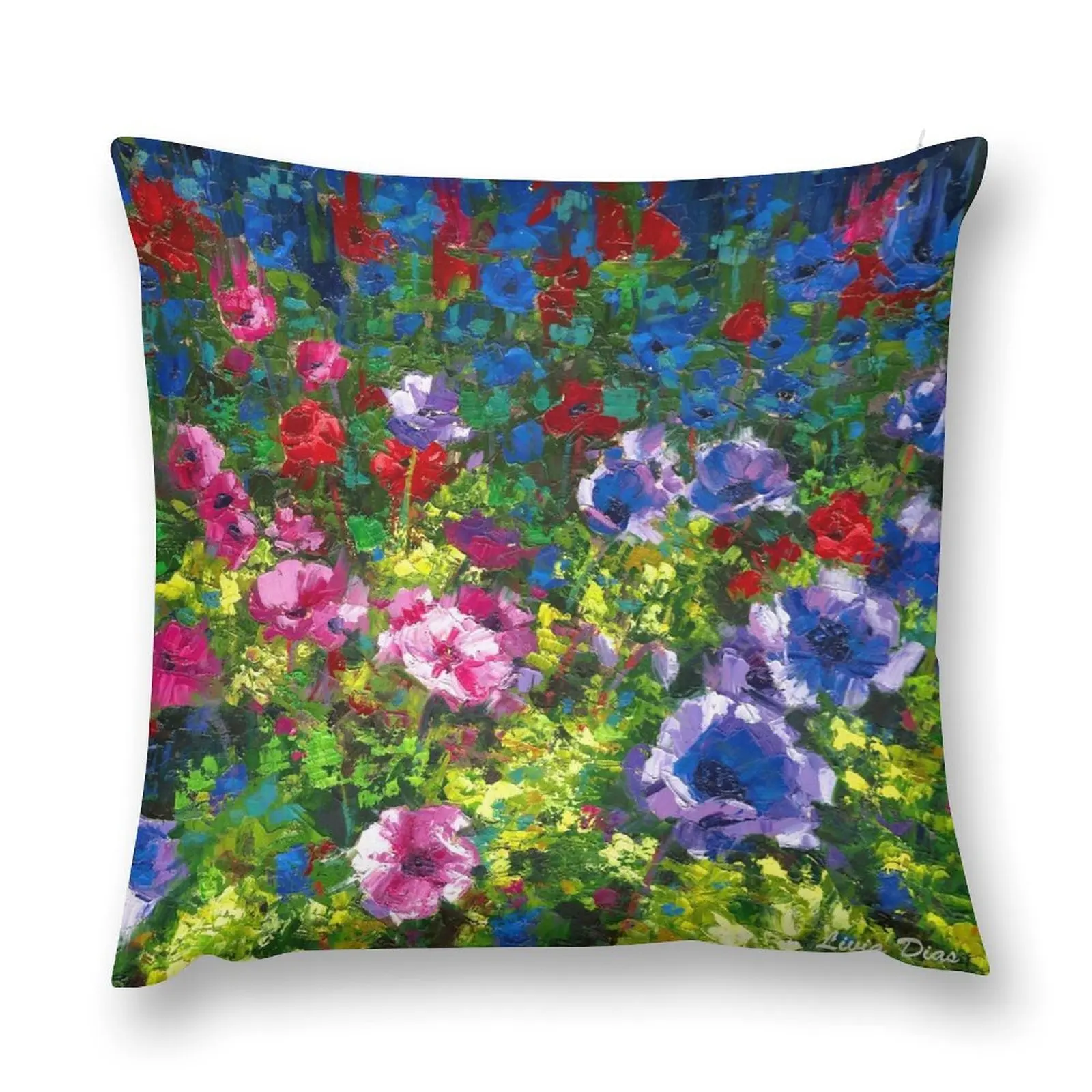 Anemone Flower Garden - Botanic Collection Art Print Throw Pillow Pillow Decor bed pillows pillow