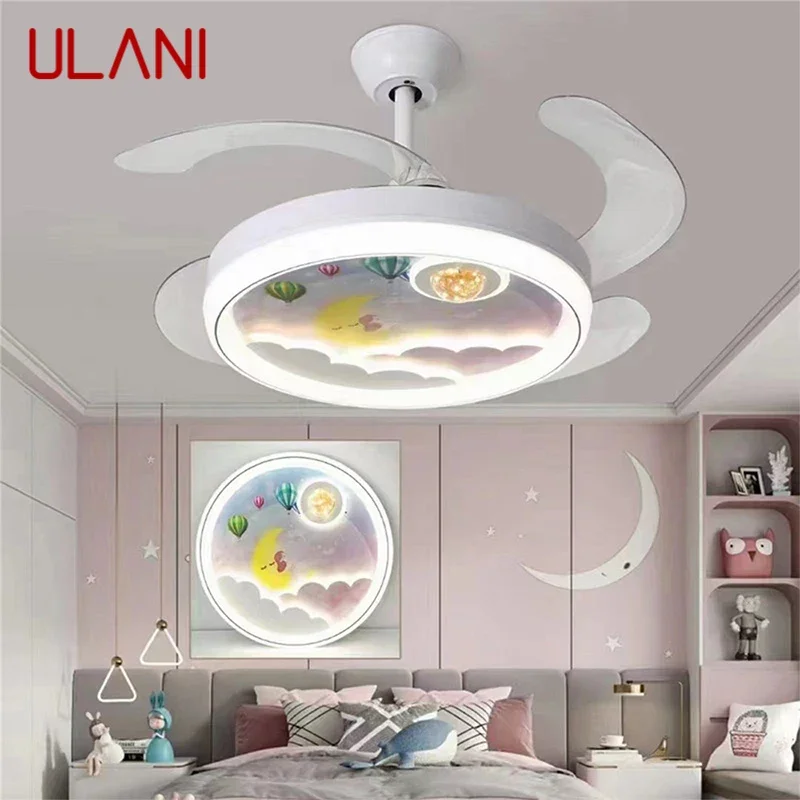 ULANI Nordic Children Stealth Fan Light LED Modern Living room Restaurant Bedroom Ceiling Fan Light Remote Electric Fan Light