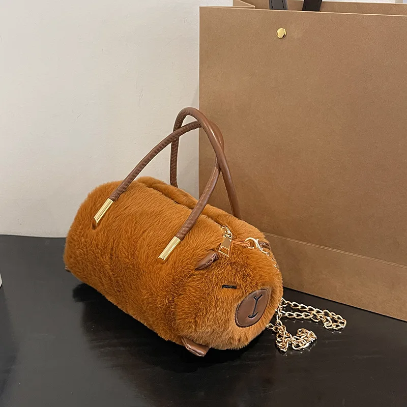 حقيبة كروس كاواي كابيبارا الشخصية على الموضة الكرتونية، حقيبة ظهر مضحكة ولطيفة من كابيبارا من القطيفة ذات سعة كبيرة ومتعددة الاستخدامات