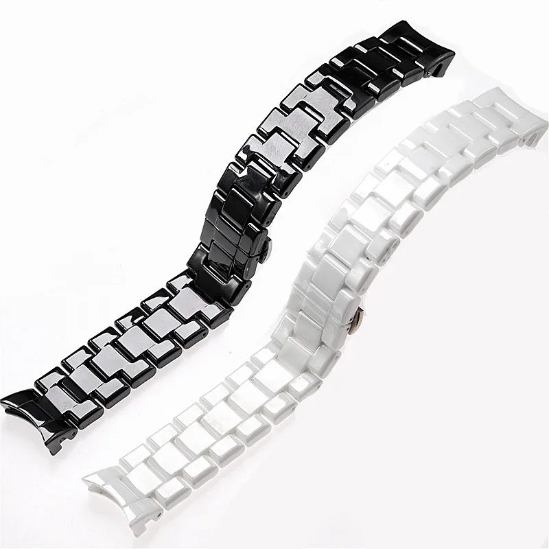 18mm 22mm Ceramic Strap For Armani Watch AR1400 AR1410 AR1402 AR1401 Men Women Band Bracelet Belt Black White Butterfly Button