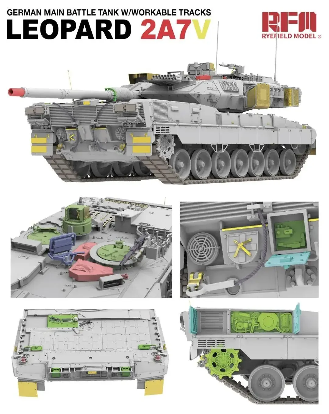 Ryefield RM5109 1/35 GERMAN LEOPARD 2A7V MBT WORKABLE TRACKS /Upgrade Set